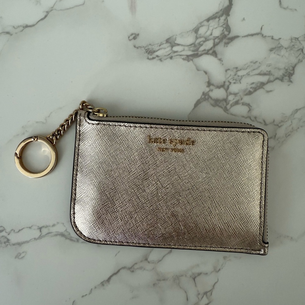Kate spade keychain card holder color golden
